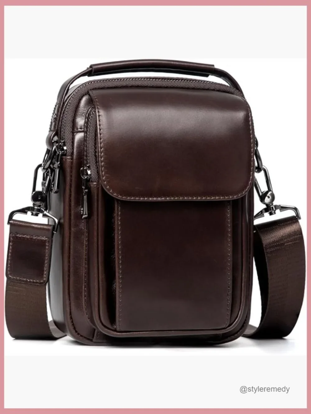 Genuine Leather Small Messenger Bag Crossbody Sling Shoulder Travel Daypack